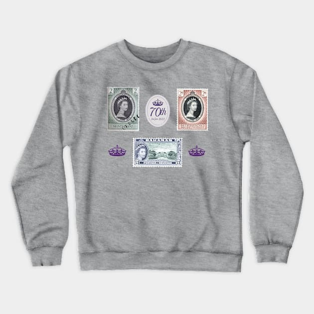 Queen Elizabeth Coronation stamp set Crewneck Sweatshirt by PincGeneral